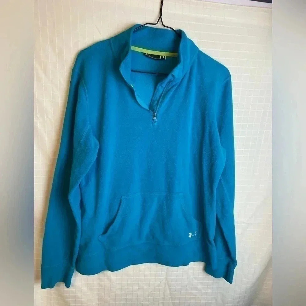 Under Armour Sweater Womens Large Blue 1/2 Zip Up Pullover Sweatshirt
